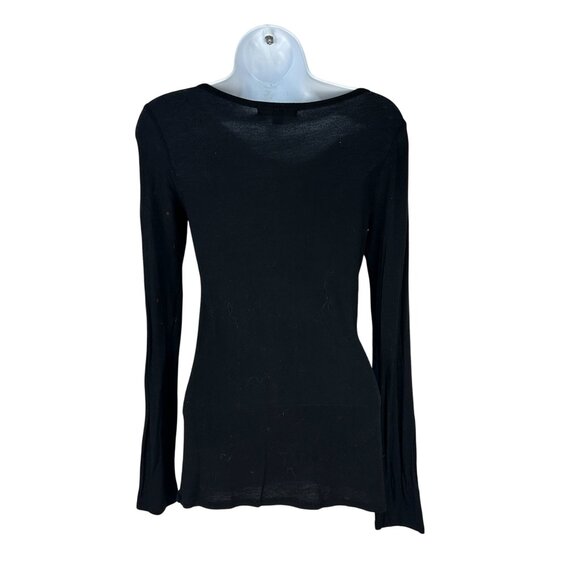 ya Los Angeles Black Long Sleeve Crew Neck Stretch Top Size Small Lightweight - Picture 2 of 5